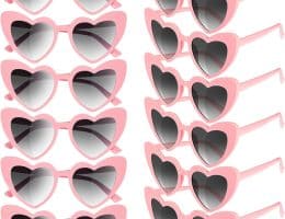 Flutesan 12 Pairs Heart Shaped Sunglasses Bachelorette Heart Sunglasses Vintage Cat Mod Retro Eyeglasses for Women