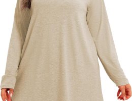Beocut Plus Size V Neck Long Sleeve Tunic Tops Women Fall Long Shirts Tshirts Tee Loose Fit Tunics