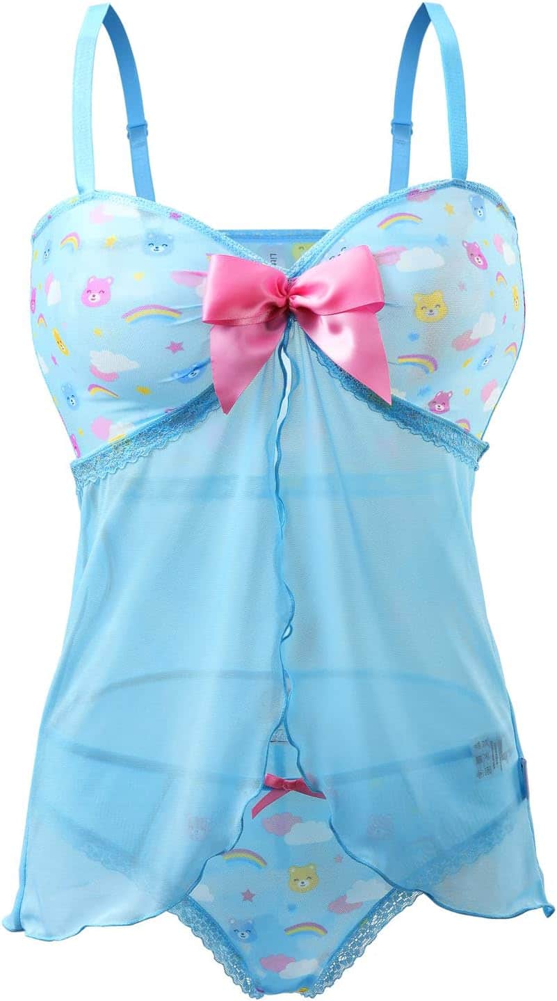 LittleForBig Women Nightwear Lace Babydoll Strap Chemise Halter Lingerie V Neck Sleepwear - Usagi Moon Teddy Friends: A Blend of Comfort, Sexiness, and Cuteness!