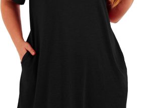 Beocut Plus Size Nightgowns Women V Neck Sleepwear Cotton Night Gown Dresses Sleep Shirts with Pockets
