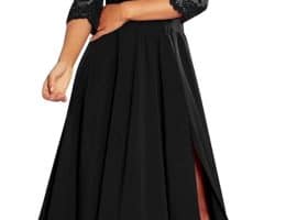 Women's Short Sleeves Lace Applique Mother of The Bride Dresses Long Formal Evening Gowns with Slit