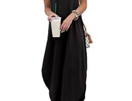 ANRABESS Women's Summer Casual Halter Neck Sundress Sleeveless Split Maxi Long Beach Dress with Pockets